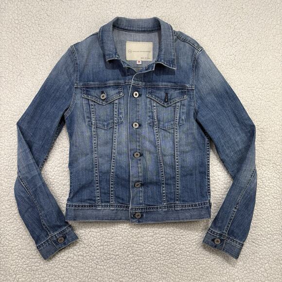 AG Adriano Goldschmied Women's M The Robyn Medium Wash Denim Jacket Made In USA - Picture 1 of 6